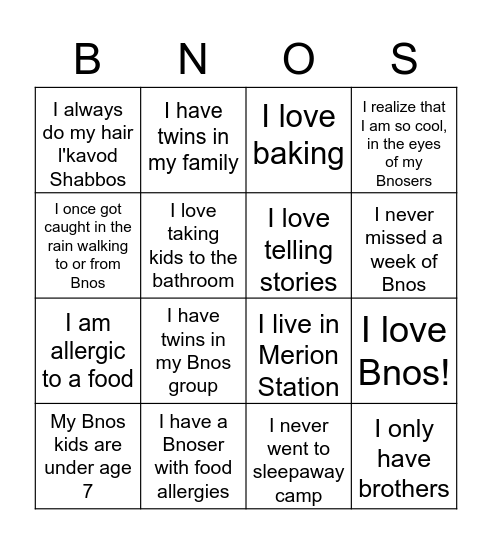BNOS SIGNATURES! Bingo Card