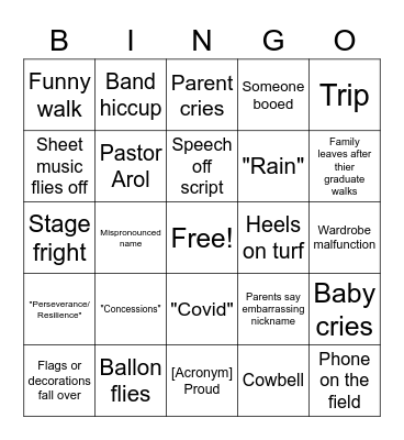Graduation Bingo Card