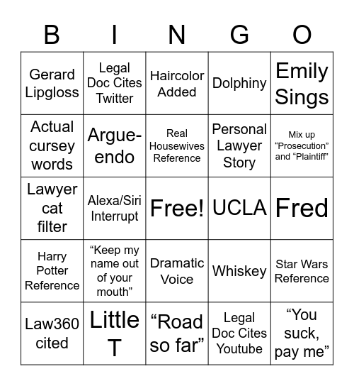 Law Nerd Bingo Card