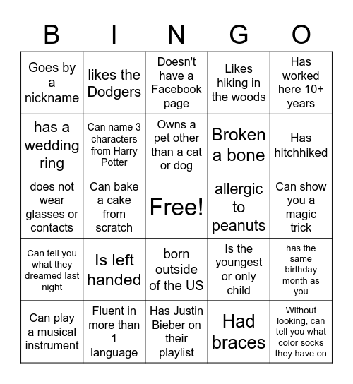 Oak Health Center Bingo Card