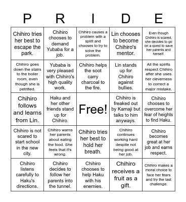 Spirited Away PRIDE Bingo Card