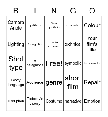 Treatment Bingo Card