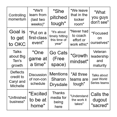Drohan Press Conference Bingo Card