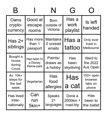 P&C Bingo Card
