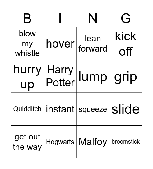 Harry Porter words Bingo Card