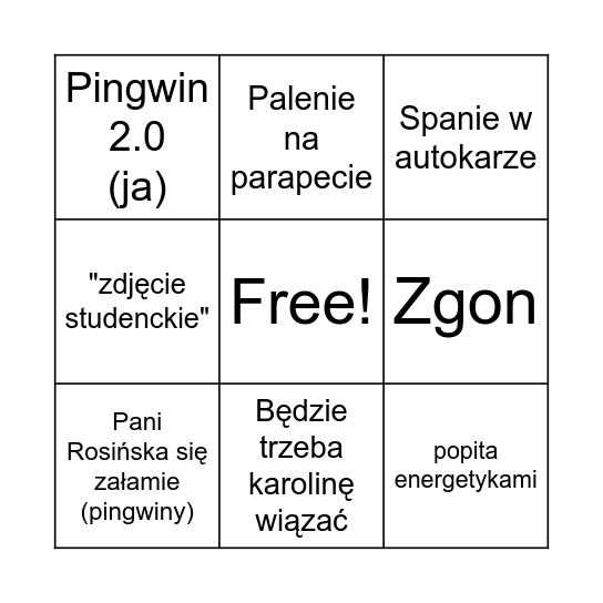 Karol(ina) Bingo Card