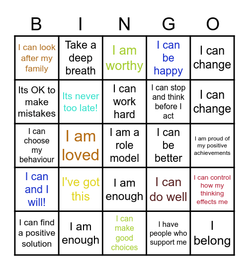 POSITIVITY BINGO Card