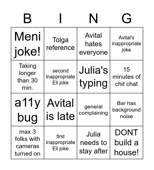 BGDIL Stand-up Bingo Card