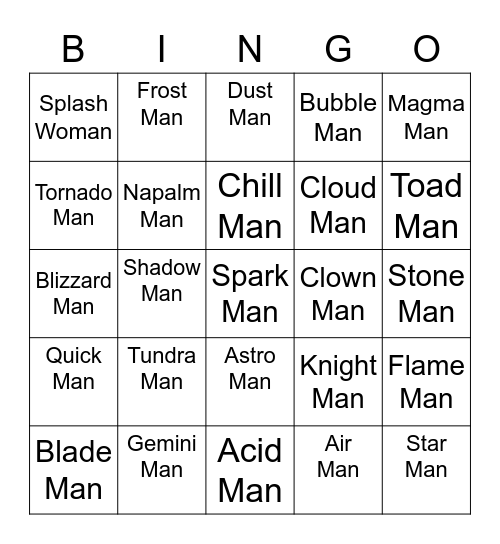 Ralfonic Round 2 [Robot Masters] Bingo Card