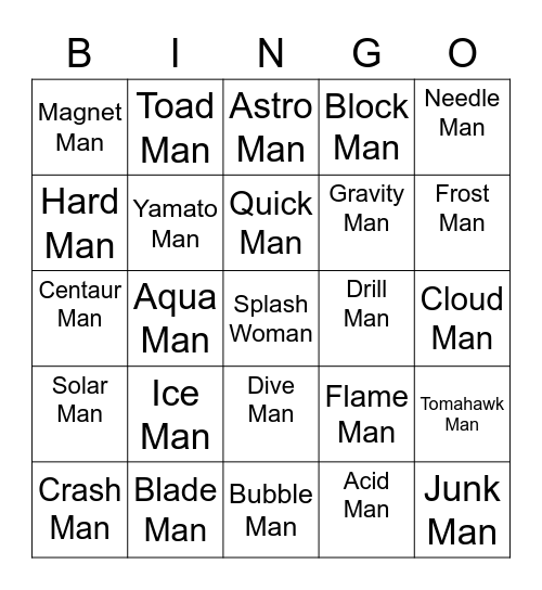 Ralfonic Round 1 [Robot Masters] Bingo Card