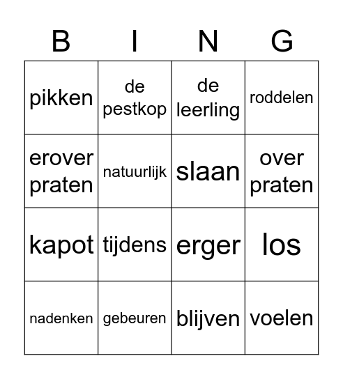 NT2 Bingo Card