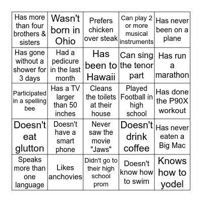 Did You Know? BINGO Card