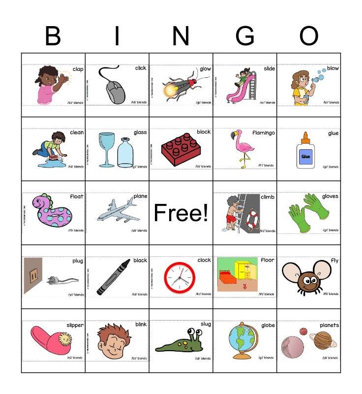 L Blends Bingo Card