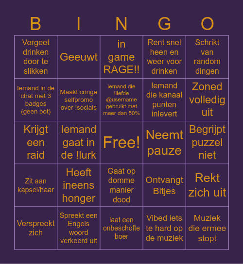 Jaantje's Bingo Card