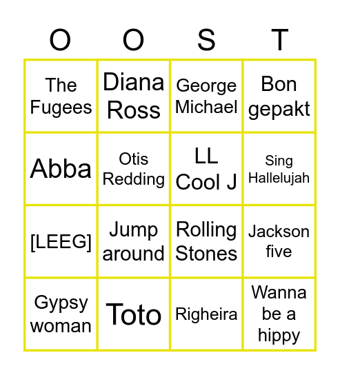 Valse bingo of shazam = liedje zingen! Bingo Card