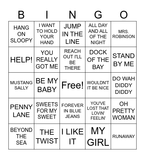 60'S #1's Bingo Card