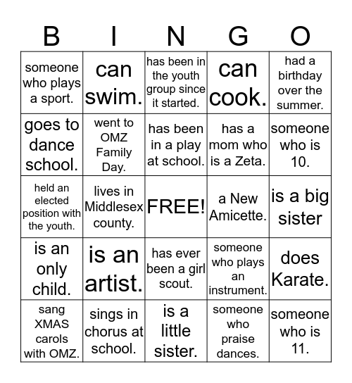 Amicette BINGO!!!!! Bingo Card