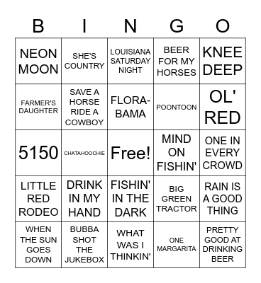 COUNTRY PARTY Bingo Card