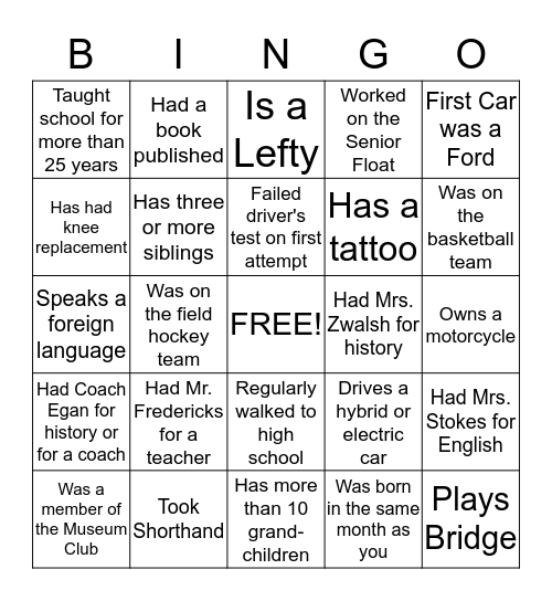 Find Someone Who... Bingo Card