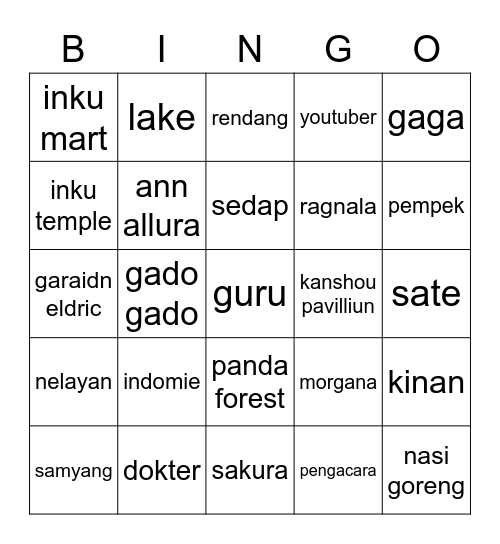 mai Bingo Card