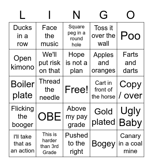 Lingo Bingo Card