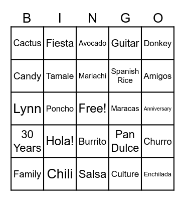 Fiesta Bingo!! Bingo Card