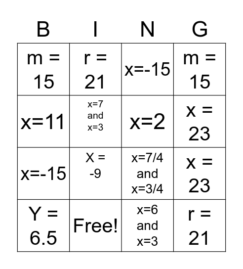 Star Bingo Card