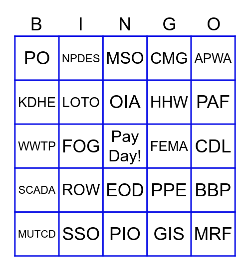 MSO ACRONYM BINGO Card