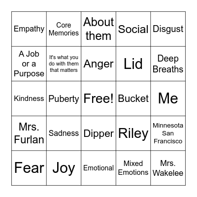 SELF Class BINGO Card