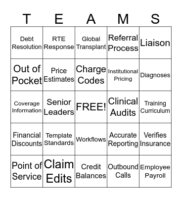 RCSS Team Intro Bingo Card