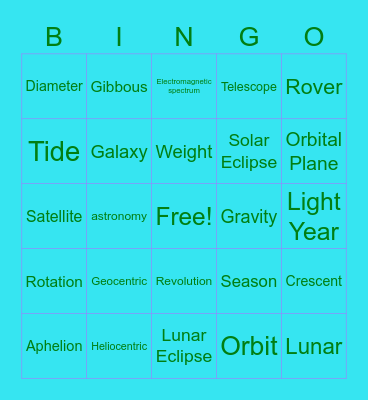 Unit Three Vocabulary Review Bingo Card