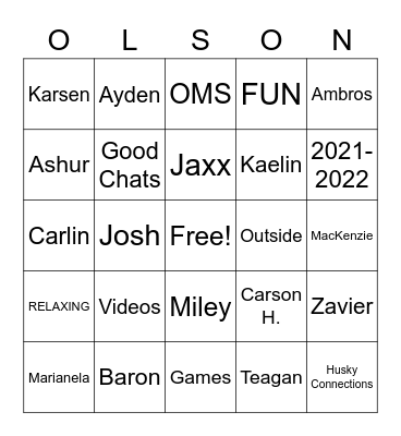 Husky Connections BINGO Card