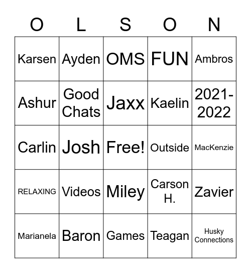 Husky Connections BINGO Card