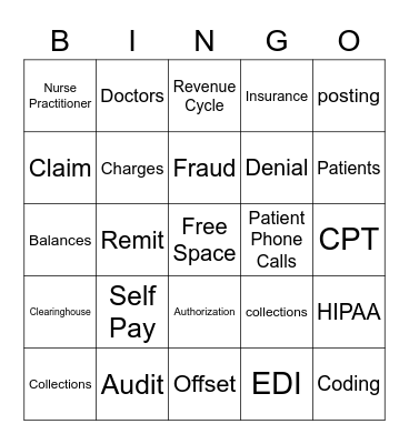 Revenue Cycle Bingo Card