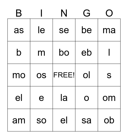 liste 1 Bingo Card