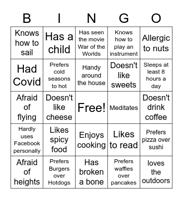 Ice Breaker Bingo Card