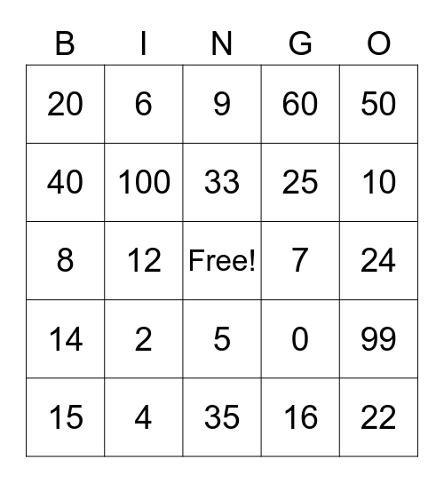 Math Bingo 5/17/22 Bingo Card