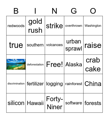 The West Test Review Bingo Card