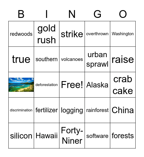 The West Test Review Bingo Card