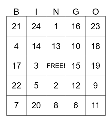 Fitness Bingo  Bingo Card