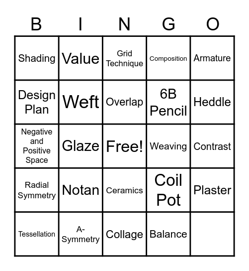 Art Smart Bingo Card