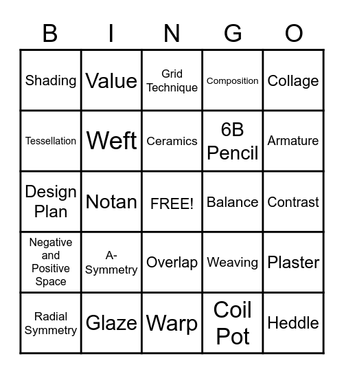 Art Smart Bingo Card