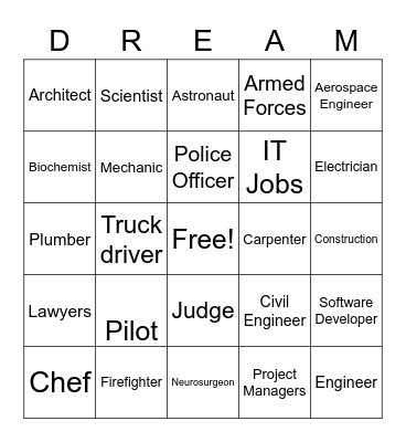 Career Exploration Bingo Card