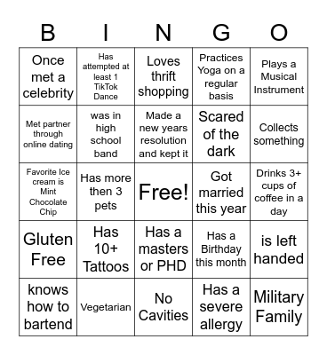 People Bingo 2 Bingo Card