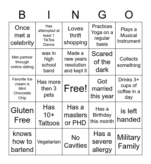 People Bingo 2 Bingo Card