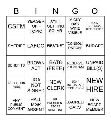 OPERATION URGENT FURY Bingo Card