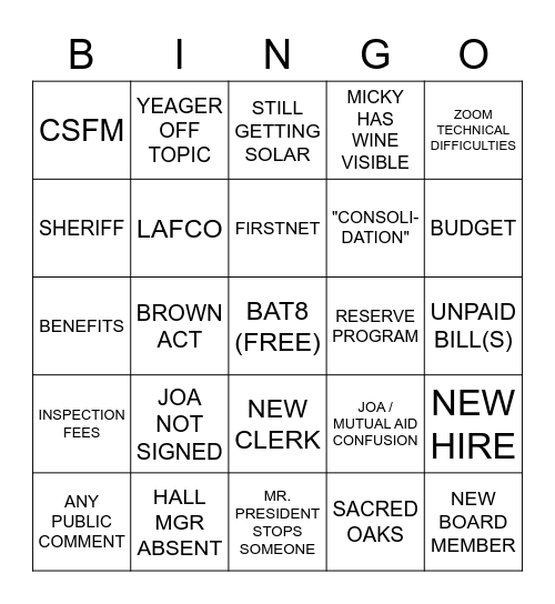 OPERATION URGENT FURY Bingo Card