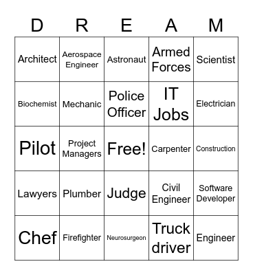 Career Exploration Bingo Card