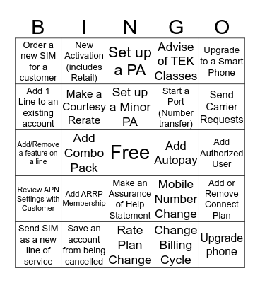 CONSUMER CELLULAR  Bingo Card