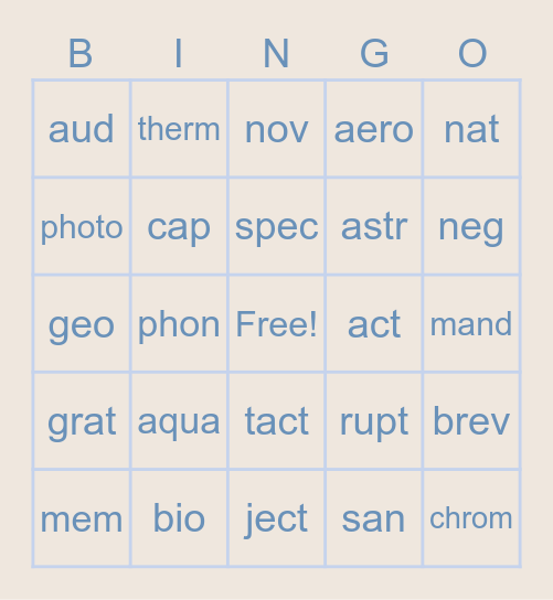 🌸 Bingo Card
